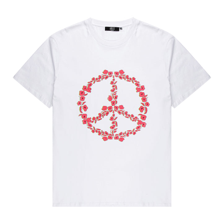 Floral Peace Emblem Tee - White