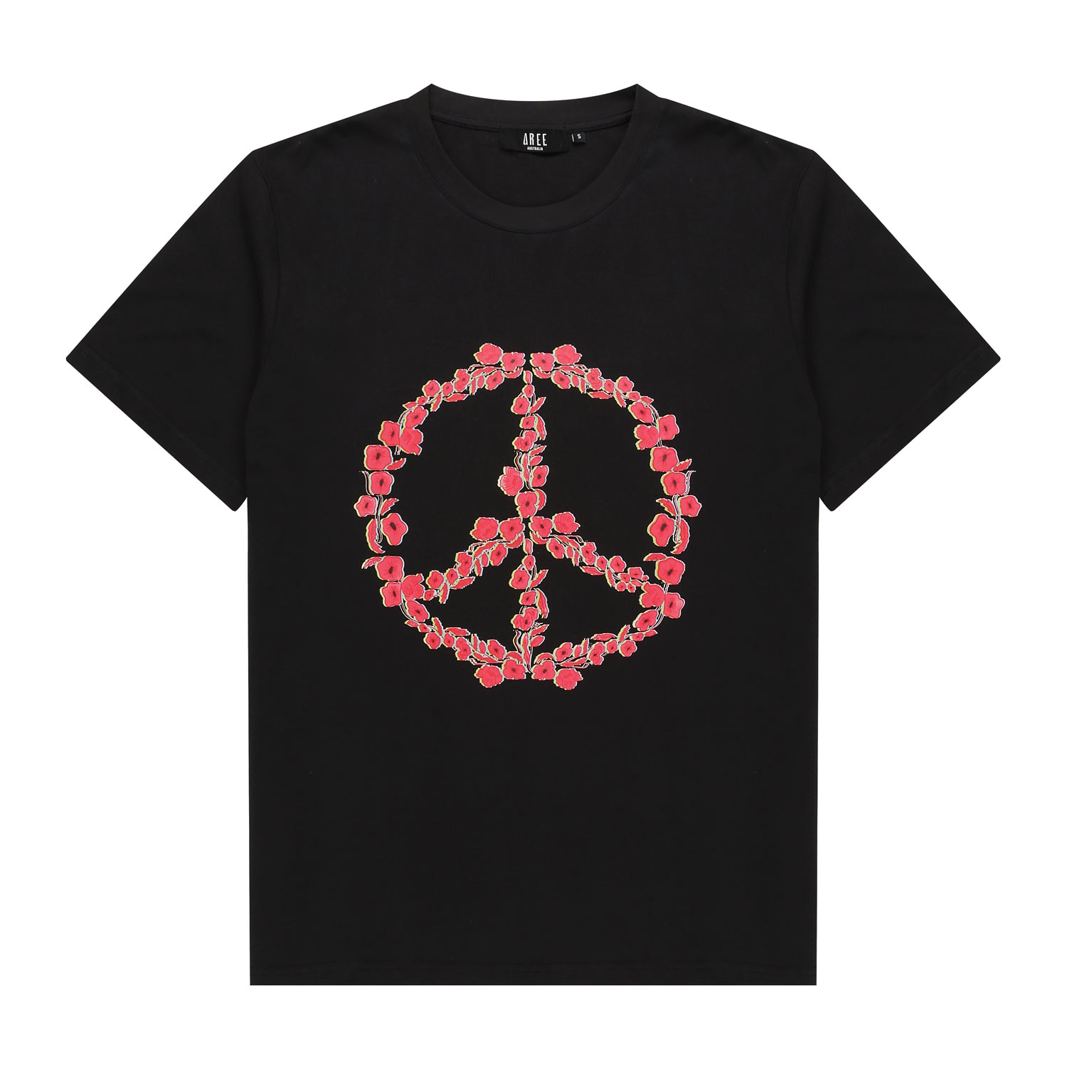 Floral Peace Emblem Tee - Black
