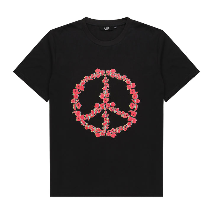 Floral Peace Emblem Tee - Black