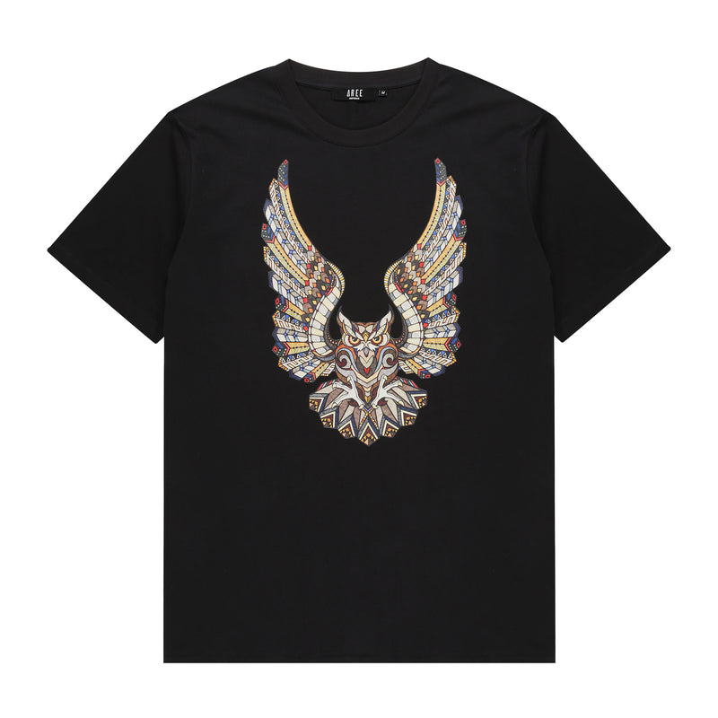Owl Motif Tee - Black
