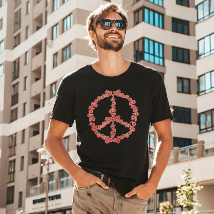 Floral Peace Emblem Tee - Black
by AREE Apparel  Australian Streetwear Style for Men