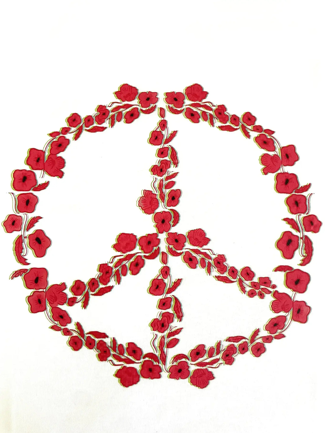 White Floral Peace Emblem Tee for Men