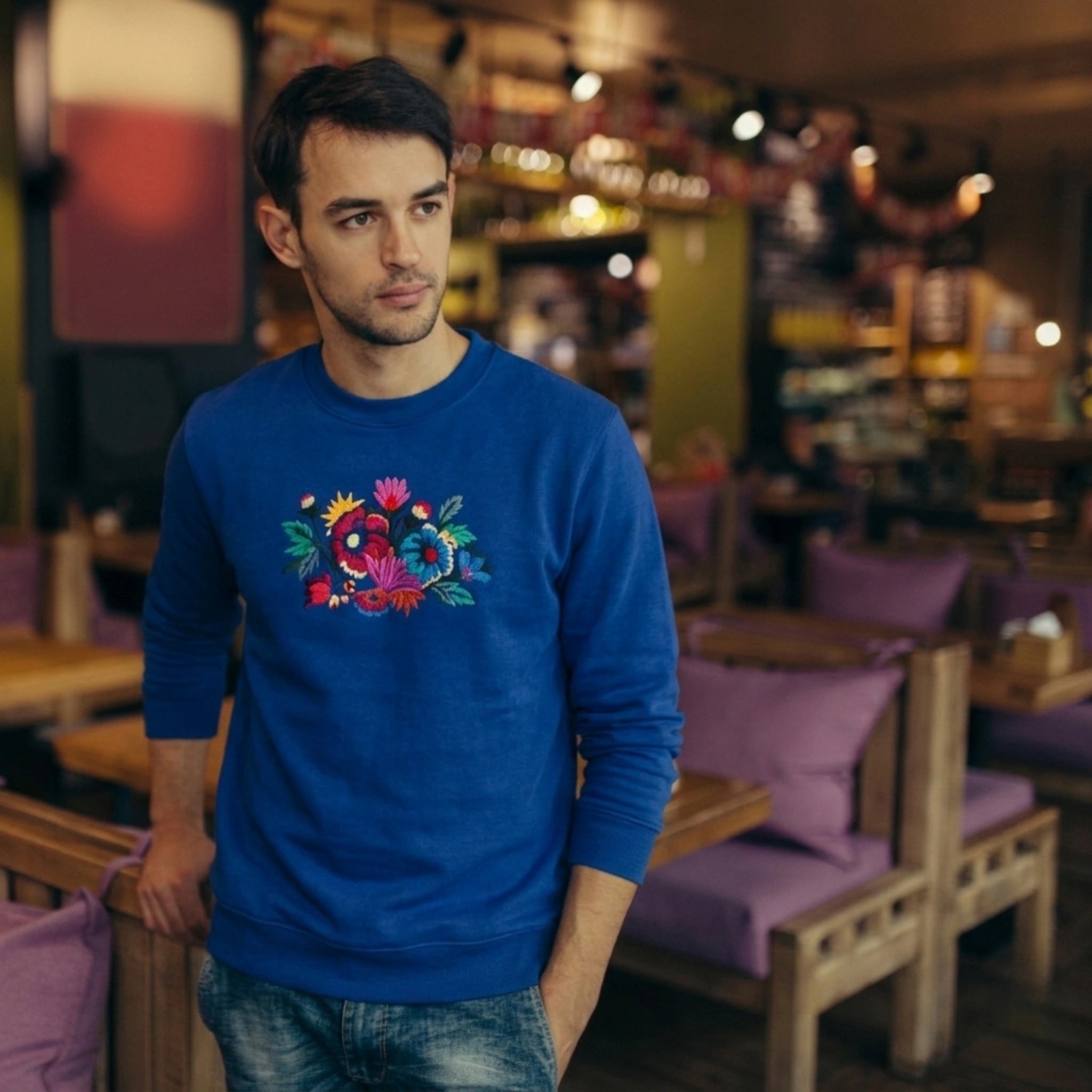 Floral Artwork SweatShirt - Blue