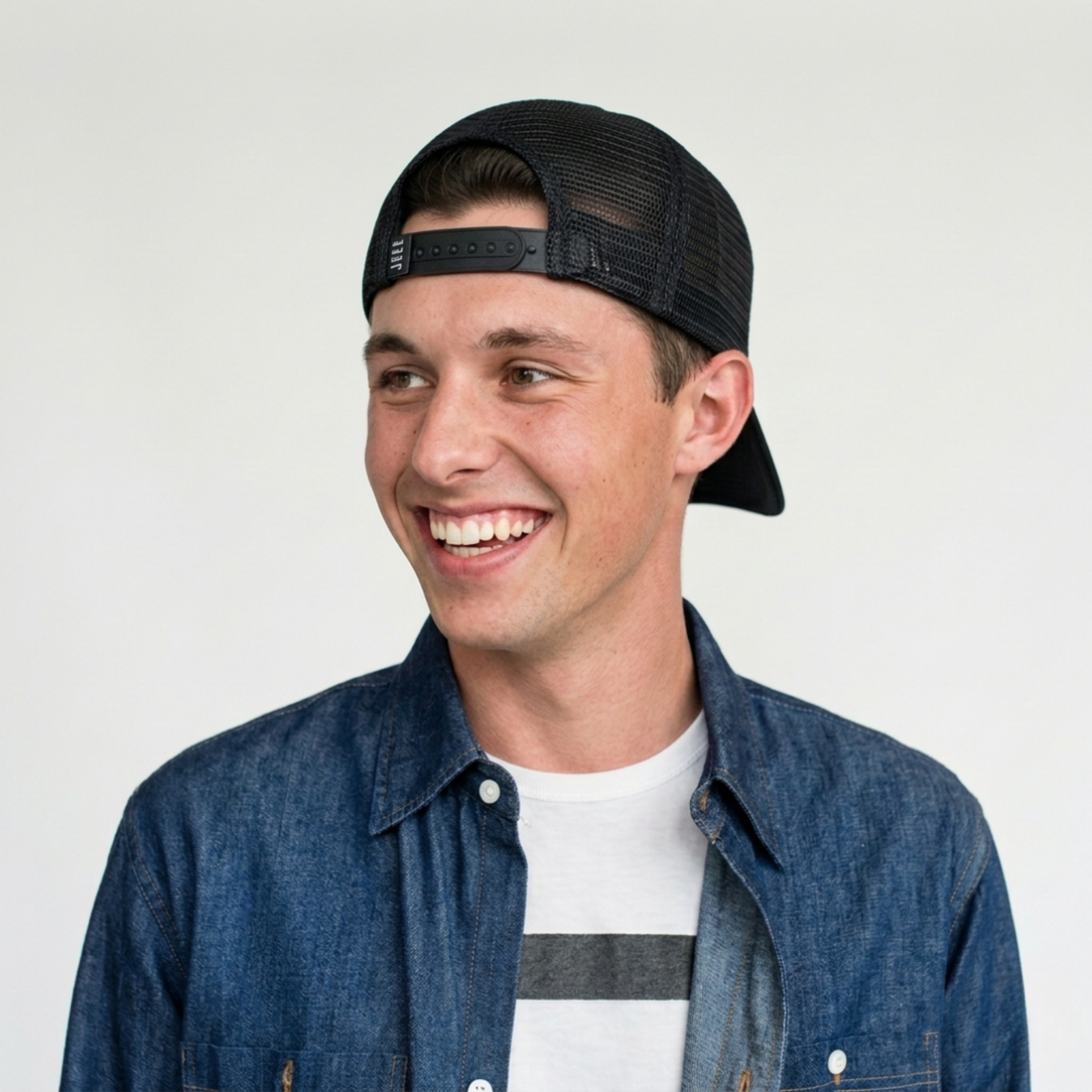 Floral Artwork Trucker Cap – Black Mesh
