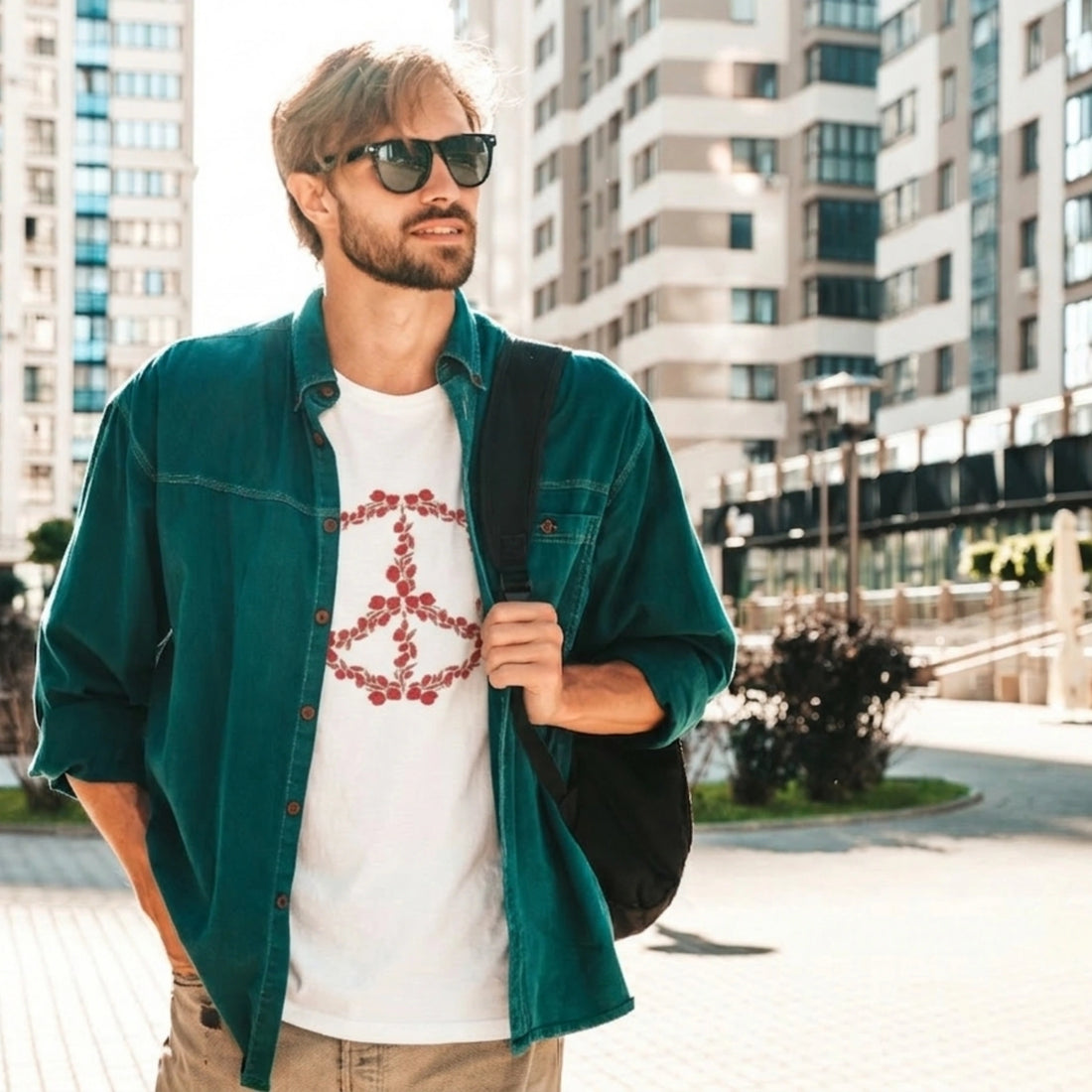 Floral Peace Emblem Tee - White By Aree Australian Streetwera Australia