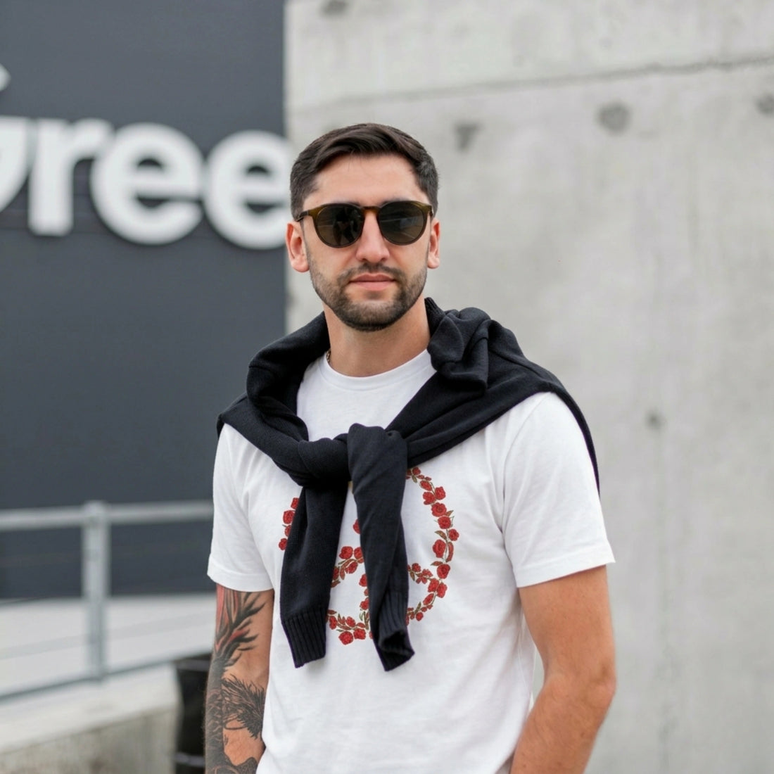 Floral Peace Emblem Tee - White