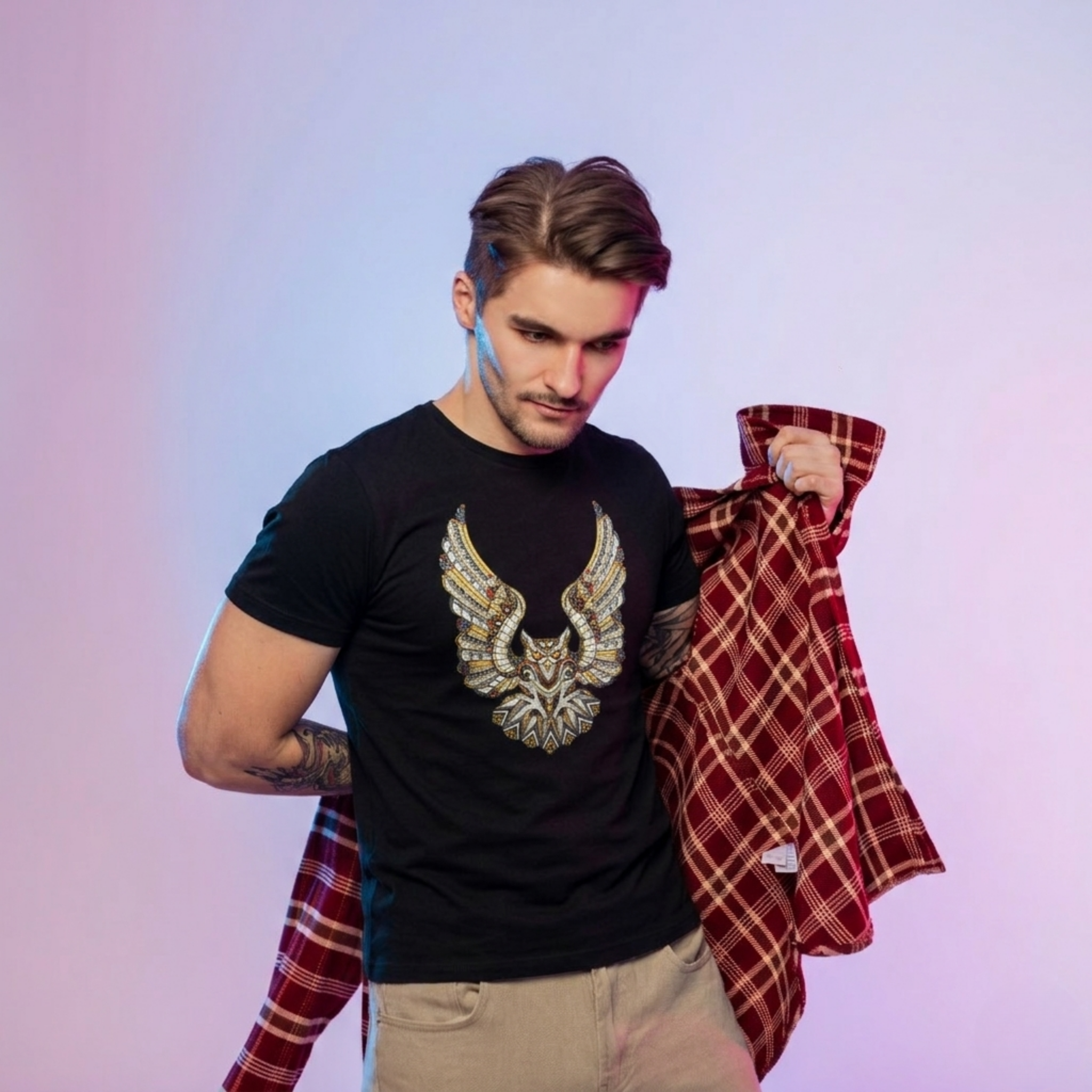 Owl Motif Tee - Black By AREE Apparel Australian Streetwear Brand