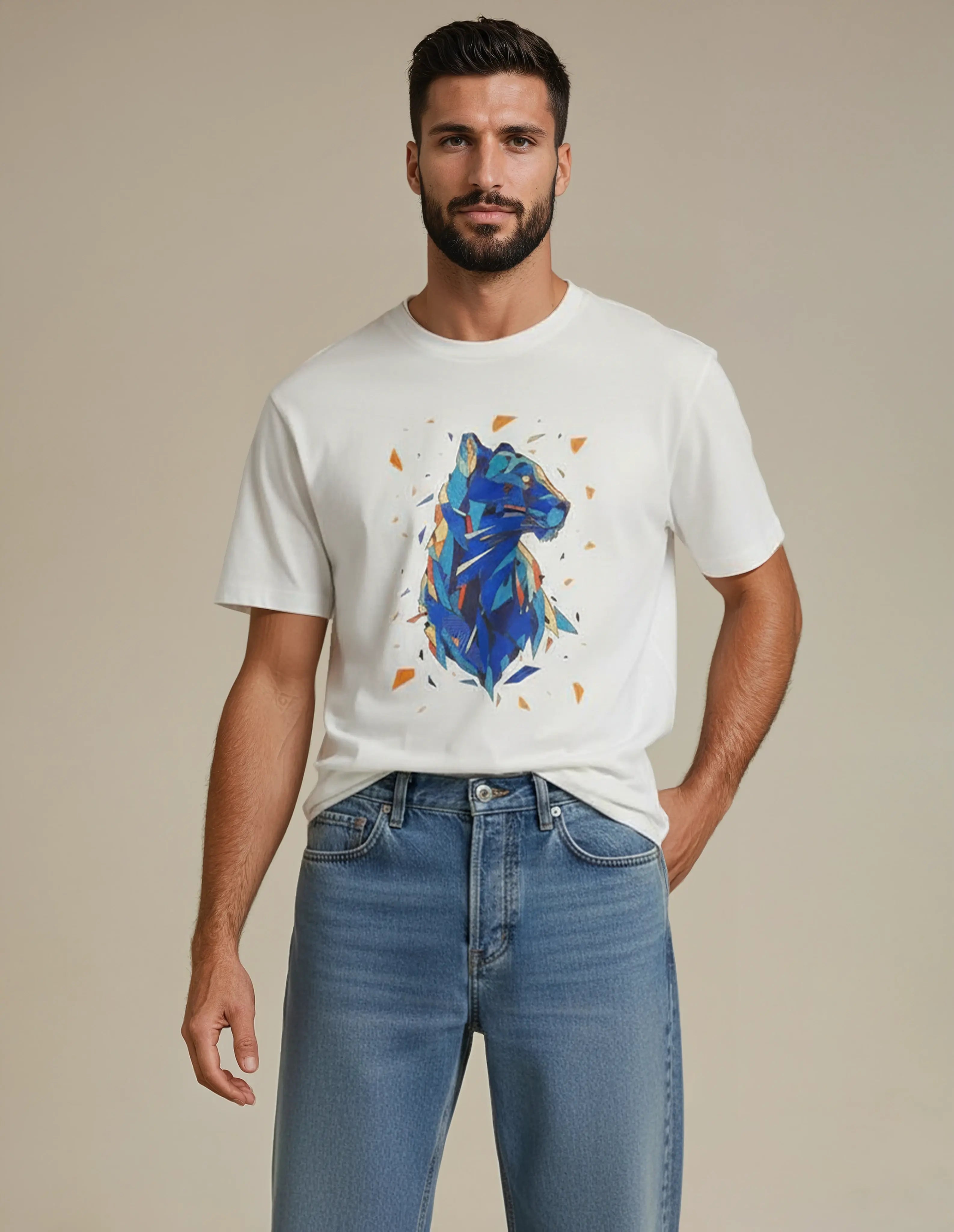 Panther Motif Tee - White by  AREE Apparel Australian Streetwear Brand