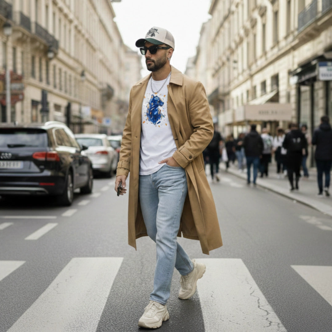 Panther Motif Tee - White by AREE Apparel Australian Men's Streetwear Style