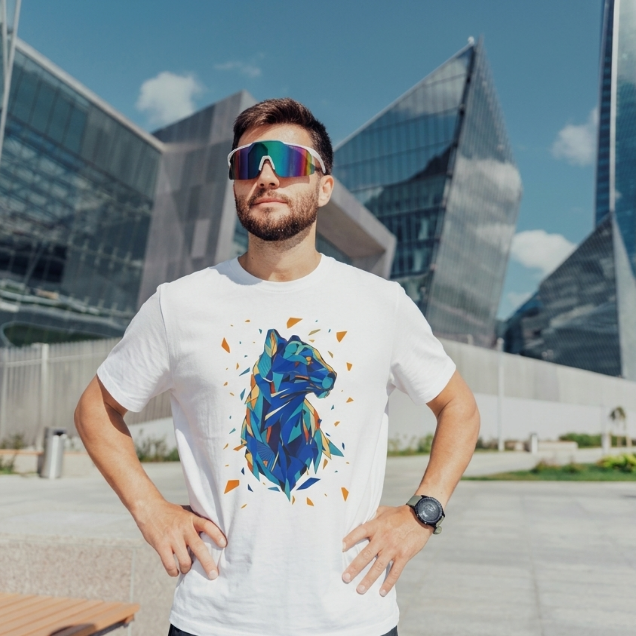 Panther Motif Tee - White By AREE Apparel Australian Men's Streetwear Style