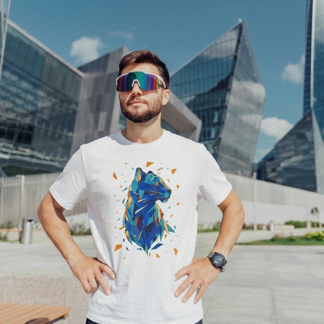 Panther Motif Tee - White By AREE Apparel Australian Men's Streetwear Style