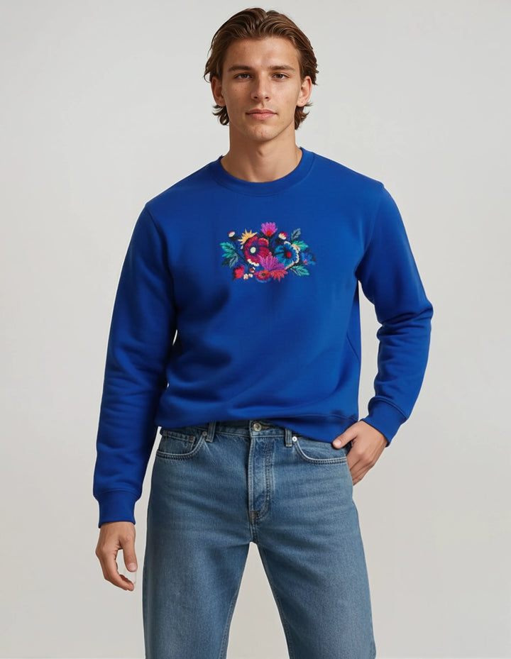 Floral Artwork SweatShirt - Blue Image 1