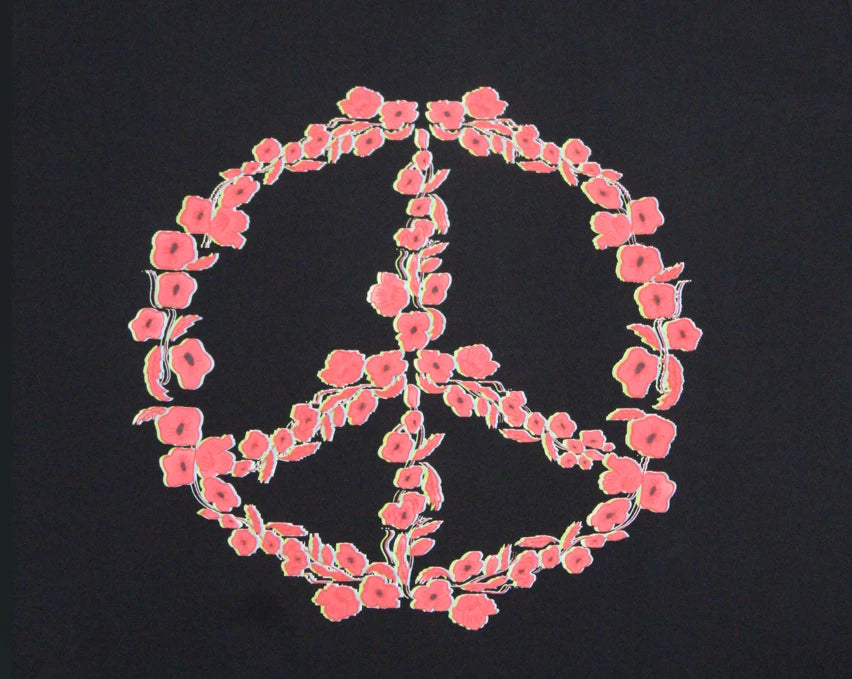 Floral Peace Emblem Tee  - Organic Cotton Black T-Shirt