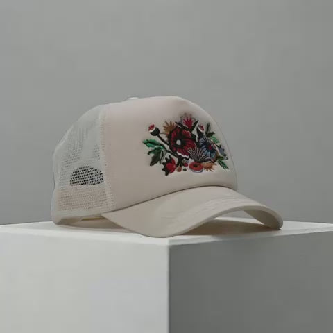 Floral Artwork Trucker Cap – Jet Stream